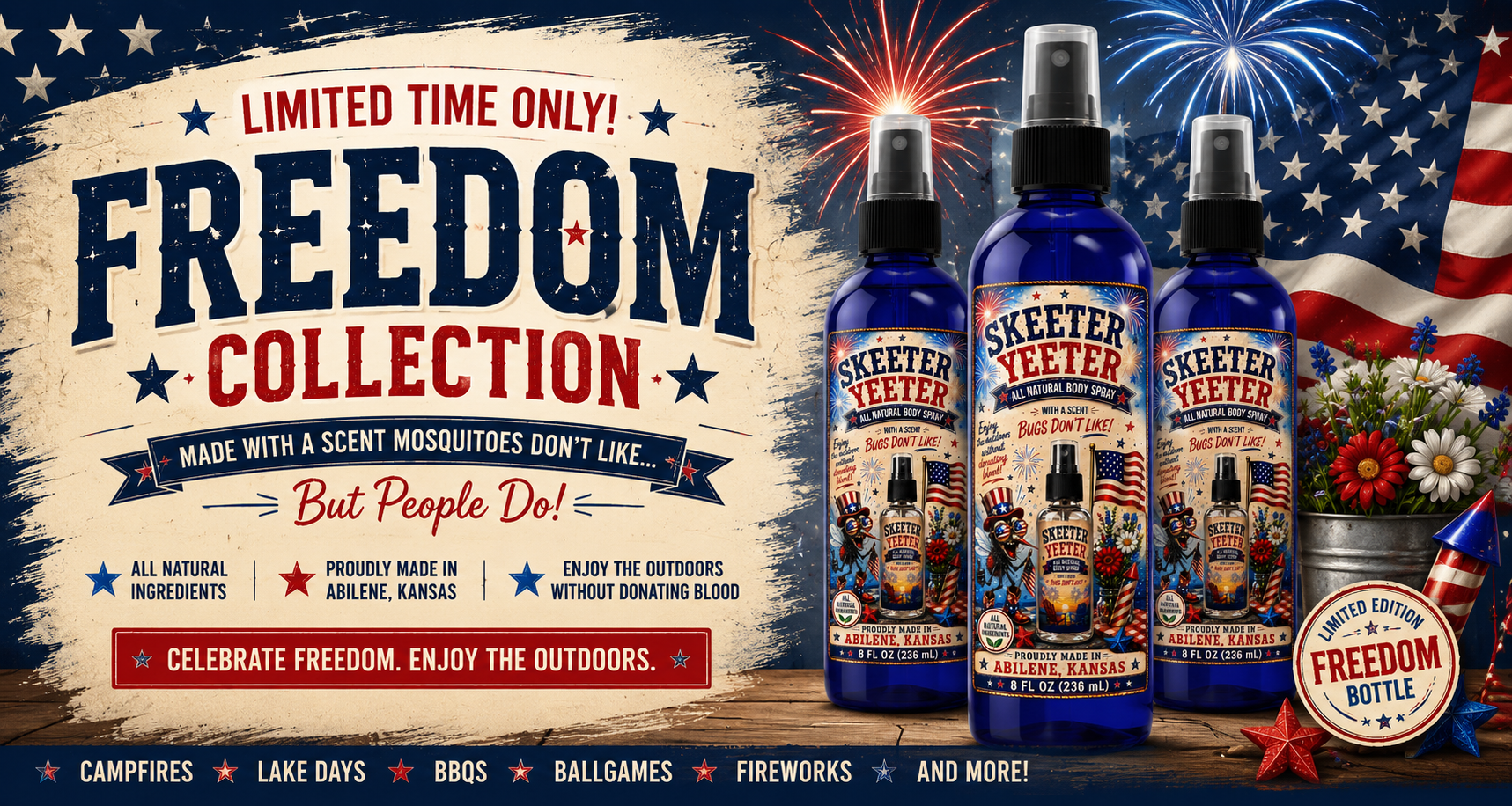 Skeeter Yeeter Limited Release FREEDOM 8 oz Body Spray